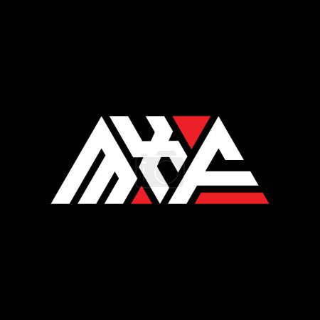 Ilustración de Diseño del logotipo de la letra del triángulo MXF con forma de triángulo. Monograma de diseño del logotipo del triángulo MXF. Plantilla de logotipo de vector de triángulo MXF con color rojo. Logo triangular MXF Logotipo simple, elegante y lujoso. MXF - Imagen libre de derechos
