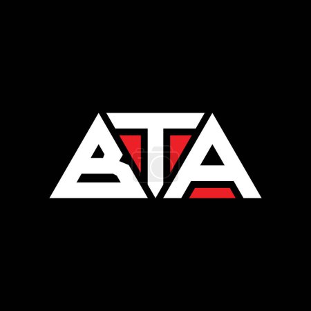 Illustration for BTA triangle letter logo design with triangle shape. BTA triangle logo design monogram. BTA triangle vector logo template with red color. BTA triangular logo Simple, Elegant, and Luxurious Logo. BTA - Royalty Free Image