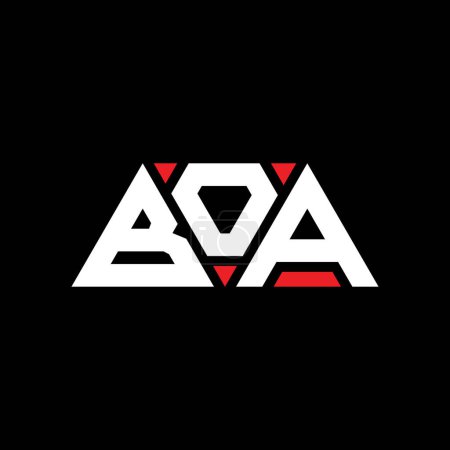 Illustration for BOA triangle letter logo design with triangle shape. BOA triangle logo design monogram. BOA triangle vector logo template with red color. BOA triangular logo Simple, Elegant, and Luxurious Logo. BOA - Royalty Free Image