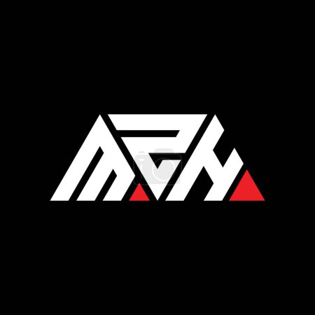Ilustración de Diseño del logotipo de la letra del triángulo MZH con forma de triángulo. Monograma de diseño del logotipo del triángulo MZH. Plantilla de logotipo de vector de triángulo MZH con color rojo. Logotipo triangular MZH Logotipo simple, elegante y lujoso. MZH - Imagen libre de derechos