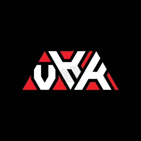 Ilustración de Diseño del logotipo de la letra del triángulo VKK con forma de triángulo. Monograma de diseño del logotipo del triángulo VKK. Plantilla de logotipo de vector de triángulo VKK con color rojo. Logo triangular VKK Logotipo simple, elegante y lujoso. VKK - Imagen libre de derechos