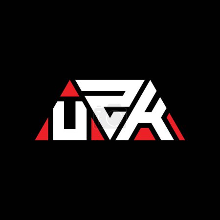 Ilustración de Diseño de logotipo de letra triangular UZK con forma de triángulo. Monograma de diseño del logotipo del triángulo UZK. Plantilla de logotipo de vector de triángulo UZK con color rojo. Logotipo triangular UZK Logotipo simple, elegante y lujoso. UZK - Imagen libre de derechos