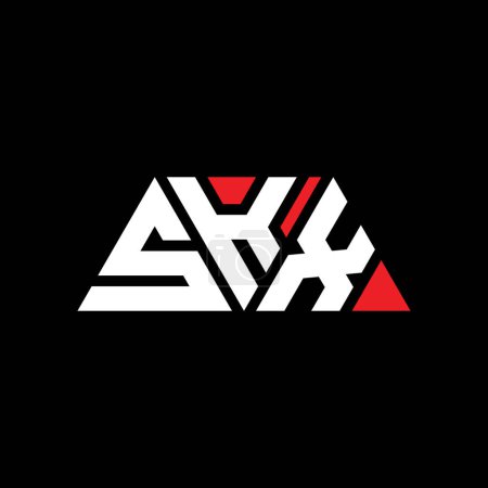 Ilustración de Diseño del logotipo de la letra del triángulo SKX con forma de triángulo. Diseño del logotipo del triángulo SKX monograma. Plantilla de logotipo de vector de triángulo SKX con color rojo. Logotipo triangular SKX Logotipo simple, elegante y lujoso. SKX - Imagen libre de derechos