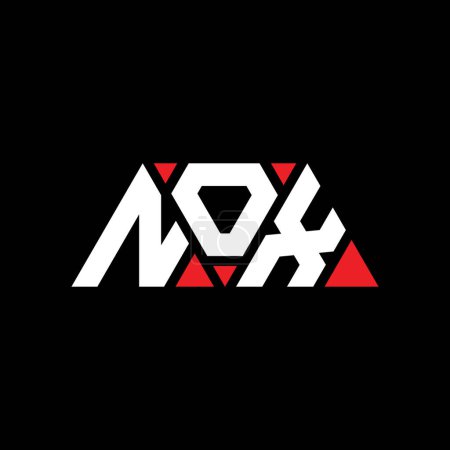 Illustration for NOX triangle letter logo design with triangle shape. NOX triangle logo design monogram. NOX triangle vector logo template with red color. NOX triangular logo Simple, Elegant, and Luxurious Logo. NOX - Royalty Free Image