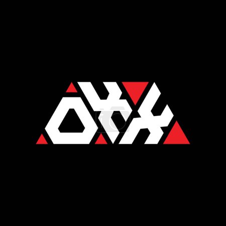 Illustration for OXX triangle letter logo design with triangle shape. OXX triangle logo design monogram. OXX triangle vector logo template with red color. OXX triangular logo Simple, Elegant, and Luxurious Logo. OXX - Royalty Free Image