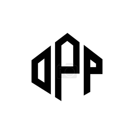 Illustration for OPP letter logo design with polygon shape. OPP polygon and cube shape logo design. OPP hexagon vector logo template white and black colors. OPP monogram, business and real estate logo. - Royalty Free Image