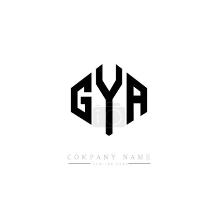 Ilustración de Diseño del logotipo de la letra GYA con forma de polígono. Diseño del logotipo en forma de cubo. Plantilla de logotipo de vector hexágono colores blanco y negro. Logotipo del monograma, del negocio y de bienes raíces. - Imagen libre de derechos