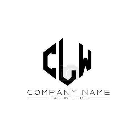 Illustration for CLW letter logo design with polygon shape. CLW polygon and cube shape logo design. CLW hexagon vector logo template white and black colors. CLW monogram, business and real estate logo. - Royalty Free Image