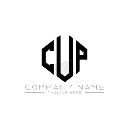 Illustration for CUP letter logo design with polygon shape. CUP polygon and cube shape logo design. CUP hexagon vector logo template white and black colors. CUP monogram, business and real estate logo. - Royalty Free Image