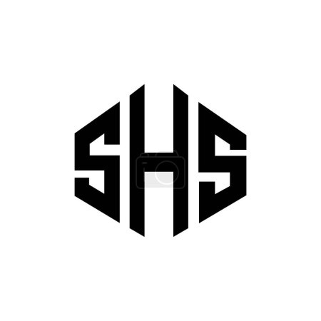 Ilustración de SHS letter logo design with polygon shape. SHS polygon and cube shape logo design. SHS hexagon vector logo template white and black colors. SHS monogram, business and real estate logo. - Imagen libre de derechos
