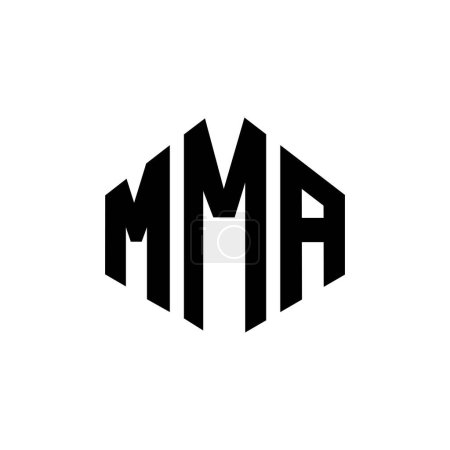 Illustration for MMA letter logo design with polygon shape. MMA polygon and cube shape logo design. MMA hexagon vector logo template white and black colors. MMA monogram, business and real estate logo. - Royalty Free Image