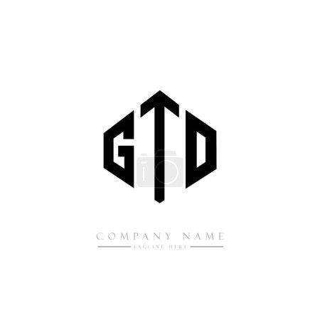 Illustration for GTO letter logo design with polygon shape. Cube shape logo design. Hexagon vector logo template white and black colors. Monogram, business and real estate logo. - Royalty Free Image