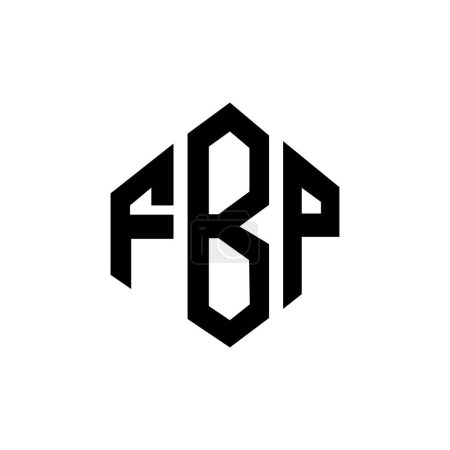 Ilustración de FBP letter logo design with polygon shape. FBP polygon and cube shape logo design. FBP hexagon vector logo template white and black colors. FBP monogram, business and real estate logo. - Imagen libre de derechos