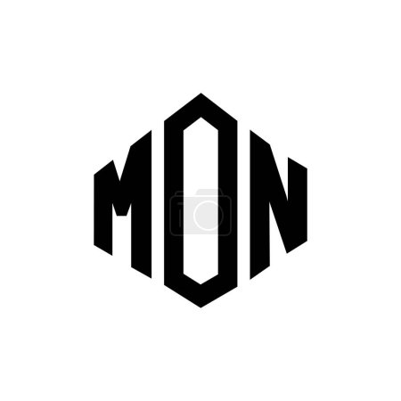 Ilustración de MON letter logo design with polygon shape. MON polygon and cube shape logo design. MON hexagon vector logo template white and black colors. MON monogram, business and real estate logo. - Imagen libre de derechos