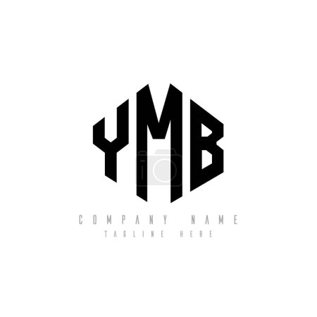Illustration for YMB letter logo design with polygon shape. YMB polygon and cube shape logo design. YMB hexagon vector logo template white and black colors. YMB monogram, business and real estate logo. - Royalty Free Image