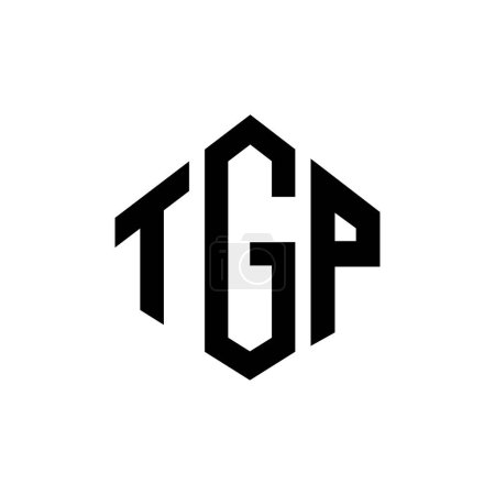 Illustration for TGP letter logo design with polygon shape. TGP polygon and cube shape logo design. TGP hexagon vector logo template white and black colors. TGP monogram, business and real estate logo. - Royalty Free Image