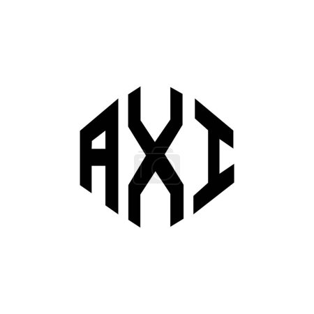 Illustration for AXI letter logo design with polygon shape. AXI polygon and cube shape logo design. AXI hexagon vector logo template white and black colors. AXI monogram, business and real estate logo. - Royalty Free Image