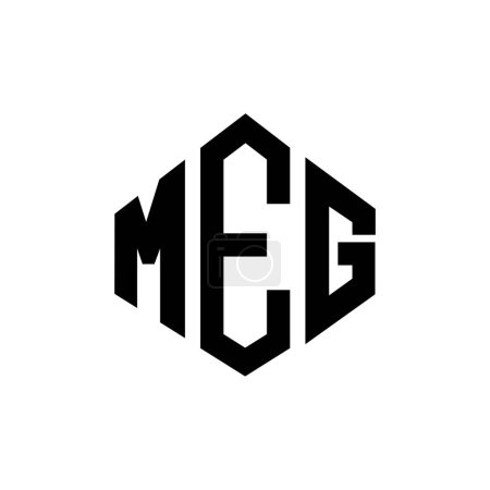 Illustration for MEG letter logo design with polygon shape. MEG polygon and cube shape logo design. MEG hexagon vector logo template white and black colors. MEG monogram, business and real estate logo. - Royalty Free Image