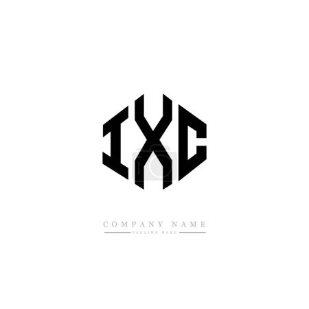 Illustration for IXC letter logo design with polygon shape. Cube shape logo design. Hexagon vector logo template white and black colors. Monogram, business and real estate logo. - Royalty Free Image