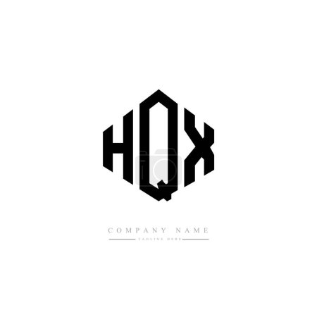 Illustration for HQX letter logo design with polygon shape. HQX polygon and cube shape logo design. HQX hexagon vector logo template white and black colors. HQX monogram, business and real estate logo. - Royalty Free Image
