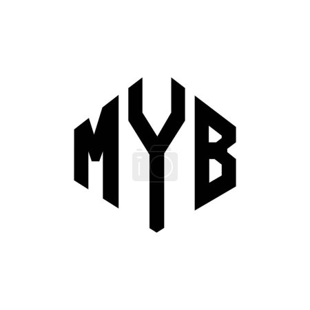 Ilustración de MYB letter logo design with polygon shape. MYB polygon and cube shape logo design. MYB hexagon vector logo template white and black colors. MYB monogram, business and real estate logo. - Imagen libre de derechos