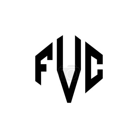 Illustration for FVC letter logo design with polygon shape. FVC polygon and cube shape logo design. FVC hexagon vector logo template white and black colors. FVC monogram, business and real estate logo. - Royalty Free Image