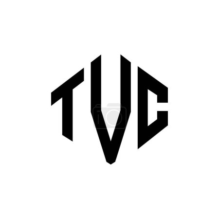 Téléchargez les illustrations : Design de logo de lettre TVC avec forme de polygone. Logo en forme de cube et polygone TVC. Modèle de logo vectoriel TVC hexagone couleurs blanches et noires. Monogramme TVC, logo commercial et immobilier. - en licence libre de droit