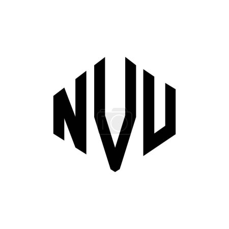 Illustration for NVU letter logo design with polygon shape. NVU polygon and cube shape logo design. NVU hexagon vector logo template white and black colors. NVU monogram, business and real estate logo. - Royalty Free Image