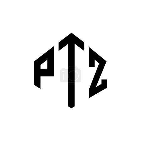 Illustration for PTZ letter logo design with polygon shape. PTZ polygon and cube shape logo design. PTZ hexagon vector logo template white and black colors. PTZ monogram, business and real estate logo. - Royalty Free Image