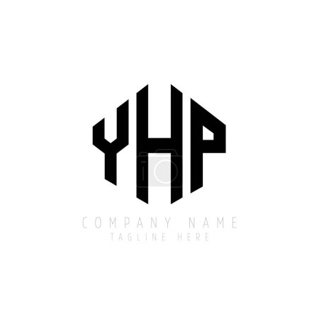 Illustration for YHP letter logo design with polygon shape. YHP polygon and cube shape logo design. YHP hexagon vector logo template white and black colors. YHP monogram, business and real estate logo. - Royalty Free Image