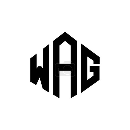 Ilustración de Diseño del logotipo de la letra WAG con forma de polígono. Diseño de logotipo en forma de polígono y cubo WAG. Plantilla de logotipo de vector hexágono WAG colores blanco y negro. Monograma de WAG, logotipo de negocios y bienes raíces. - Imagen libre de derechos