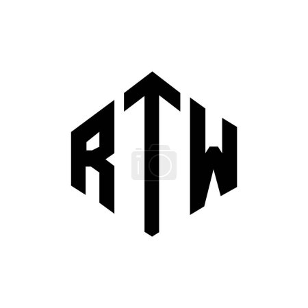 Ilustración de RTW letter logo design with polygon shape. RTW polygon and cube shape logo design. RTW hexagon vector logo template white and black colors. RTW monogram, business and real estate logo. - Imagen libre de derechos