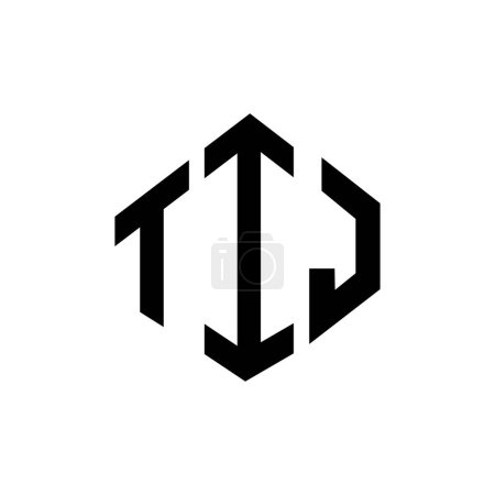 Ilustración de TIJ letter logo design with polygon shape. TIJ polygon and cube shape logo design. TIJ hexagon vector logo template white and black colors. TIJ monogram, business and real estate logo. - Imagen libre de derechos