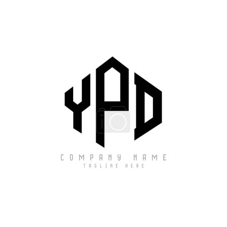 Illustration for YPD letter logo design with polygon shape. YPD polygon and cube shape logo design. YPD hexagon vector logo template white and black colors. YPD monogram, business and real estate logo. - Royalty Free Image
