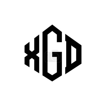 Illustration for XGD letter logo design with polygon shape. XGD polygon and cube shape logo design. XGD hexagon vector logo template white and black colors. XGD monogram, business and real estate logo. - Royalty Free Image