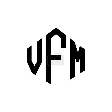 Illustration for VFM letter logo design with polygon shape. VFM polygon and cube shape logo design. VFM hexagon vector logo template white and black colors. VFM monogram, business and real estate logo. - Royalty Free Image