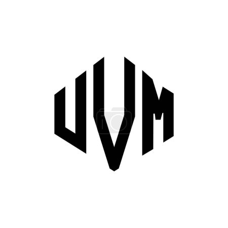 Illustration for UVM letter logo design with polygon shape. UVM polygon and cube shape logo design. UVM hexagon vector logo template white and black colors. UVM monogram, business and real estate logo. - Royalty Free Image