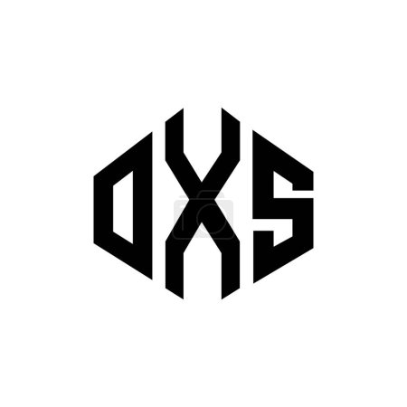 Ilustración de OXS letter logo design with polygon shape. OXS polygon and cube shape logo design. OXS hexagon vector logo template white and black colors. OXS monogram, business and real estate logo. - Imagen libre de derechos