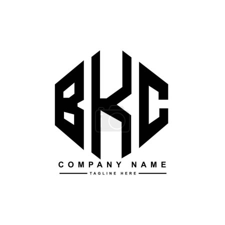 Illustration for BKC letter logo design with polygon shape. BKC polygon and cube shape logo design. BKC hexagon vector logo template white and black colors. BKC monogram, business and real estate logo. - Royalty Free Image