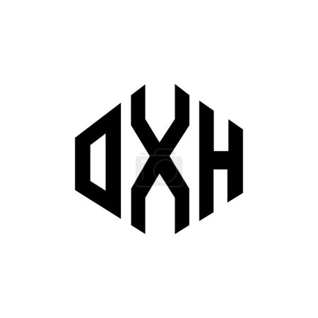 Téléchargez les illustrations : OXH lettre logo design avec forme de polygone. OXH polygone et forme de cube logo design. Modèle de logo vectoriel hexagonal OXH couleurs blanches et noires. Monogramme OXH, logo commercial et immobilier. - en licence libre de droit