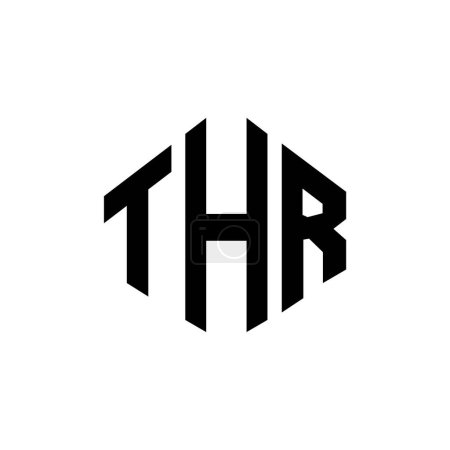 Illustration for THR letter logo design with polygon shape. THR polygon and cube shape logo design. THR hexagon vector logo template white and black colors. THR monogram, business and real estate logo. - Royalty Free Image