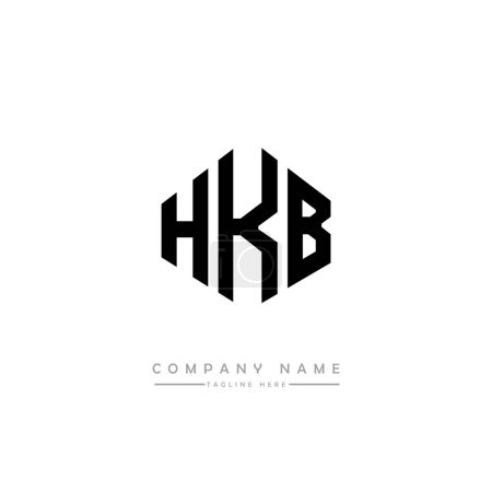 Illustration for HKB letter logo design with polygon shape. HKB polygon and cube shape logo design. HKB hexagon vector logo template white and black colors. HKB monogram, business and real estate logo. - Royalty Free Image