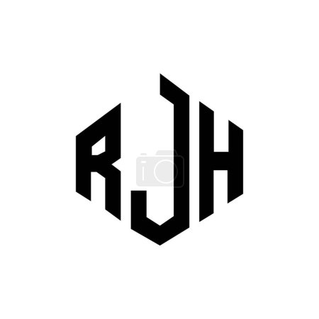 Illustration for RJH letter logo design with polygon shape. RJH polygon and cube shape logo design. RJH hexagon vector logo template white and black colors. RJH monogram, business and real estate logo. - Royalty Free Image