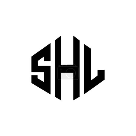 Illustration for SHL letter logo design with polygon shape. SHL polygon and cube shape logo design. SHL hexagon vector logo template white and black colors. SHL monogram, business and real estate logo. - Royalty Free Image