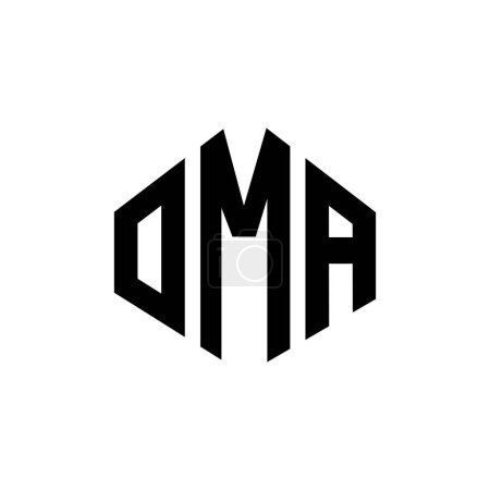 Illustration for OMA letter logo design with polygon shape. OMA polygon and cube shape logo design. OMA hexagon vector logo template white and black colors. OMA monogram, business and real estate logo. - Royalty Free Image