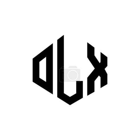 Illustration for OLX letter logo design with polygon shape. OLX polygon and cube shape logo design. OLX hexagon vector logo template white and black colors. OLX monogram, business and real estate logo. - Royalty Free Image
