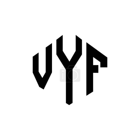 Téléchargez les illustrations : VYF lettre logo design avec forme de polygone. VYF polygone et conception de logo en forme de cube. Modèle de logo vectoriel hexagonal VYF blanc et noir. Monogramme VYF, logo commercial et immobilier. - en licence libre de droit