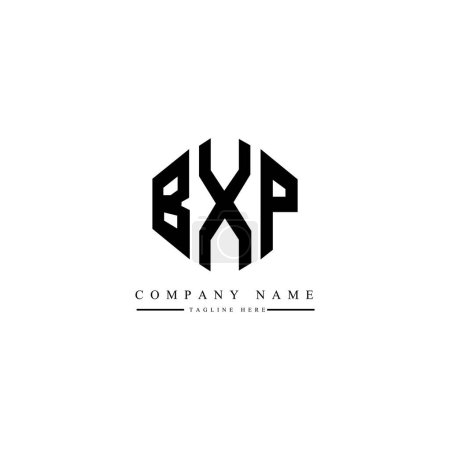Illustration for BXP letter logo design with polygon shape. BXP polygon and cube shape logo design. BXP hexagon vector logo template white and black colors. BXP monogram, business and real estate logo. - Royalty Free Image