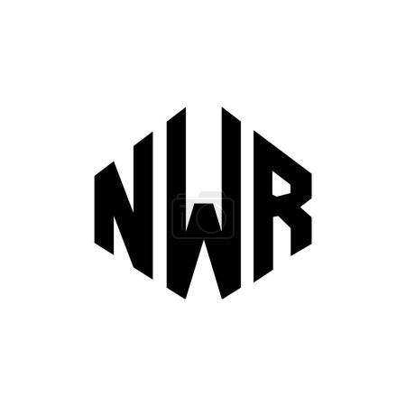 Illustration for NWR letter logo design with polygon shape. NWR polygon and cube shape logo design. NWR hexagon vector logo template white and black colors. NWR monogram, business and real estate logo. - Royalty Free Image