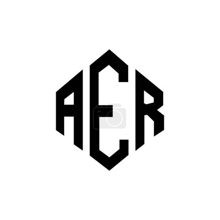 Ilustración de AER letter logo design with polygon shape. AER polygon and cube shape logo design. AER hexagon vector logo template white and black colors. AER monogram, business and real estate logo. - Imagen libre de derechos